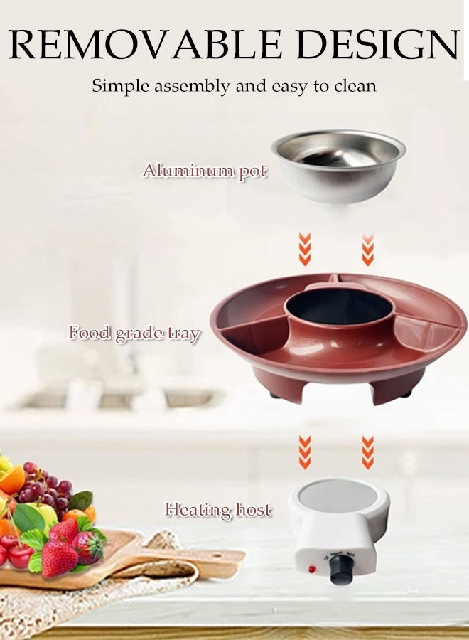 DUNISO Electric Fondue Pot Set, Chocolate Fondue Kit, Temperature Control, Detachable Serving Trays and 2 Roasting Forks, Unique Housewarming Gift Set - Image 5